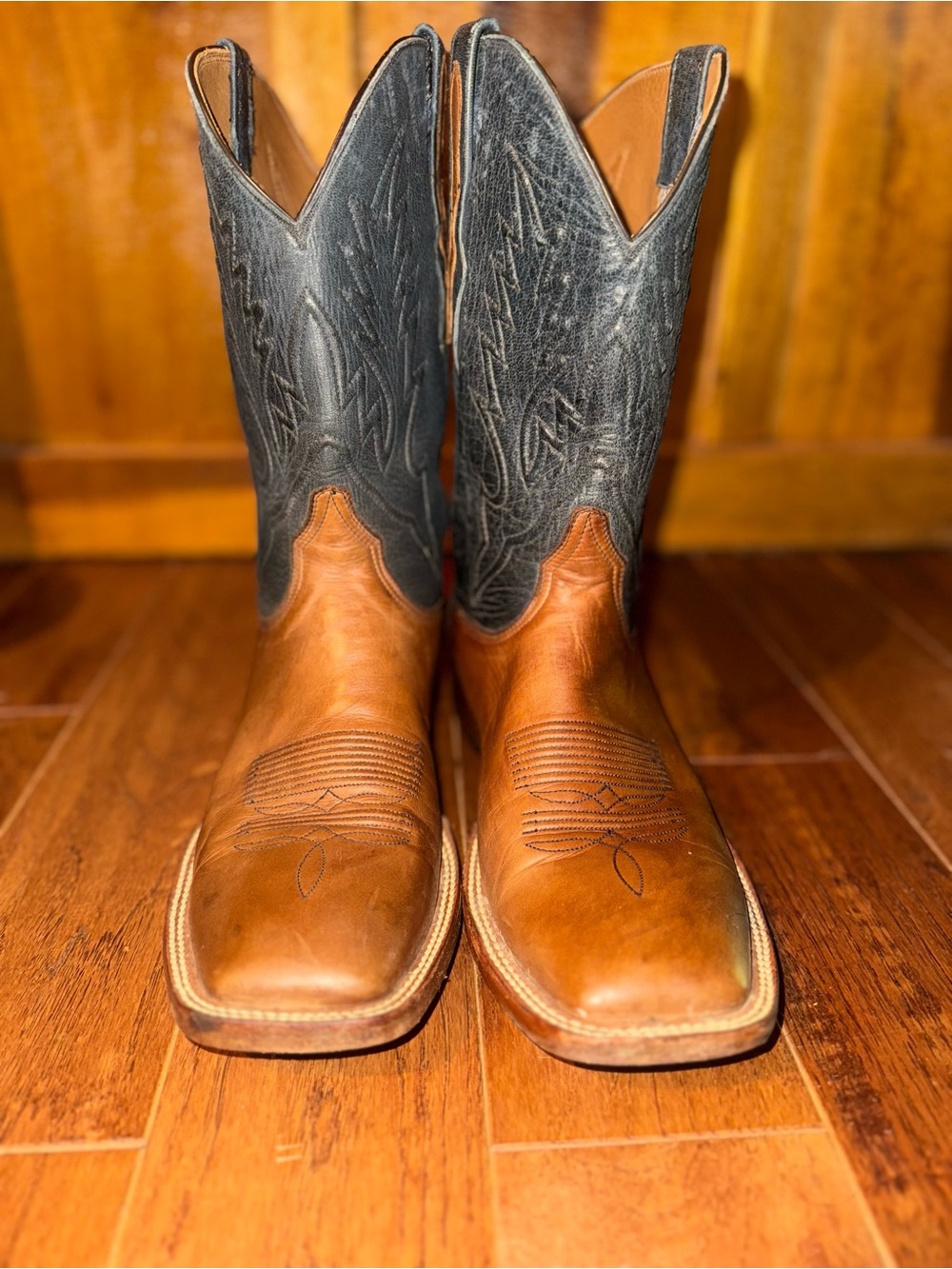 Black Jack Men's Leather Western Boots - Brown & Navy